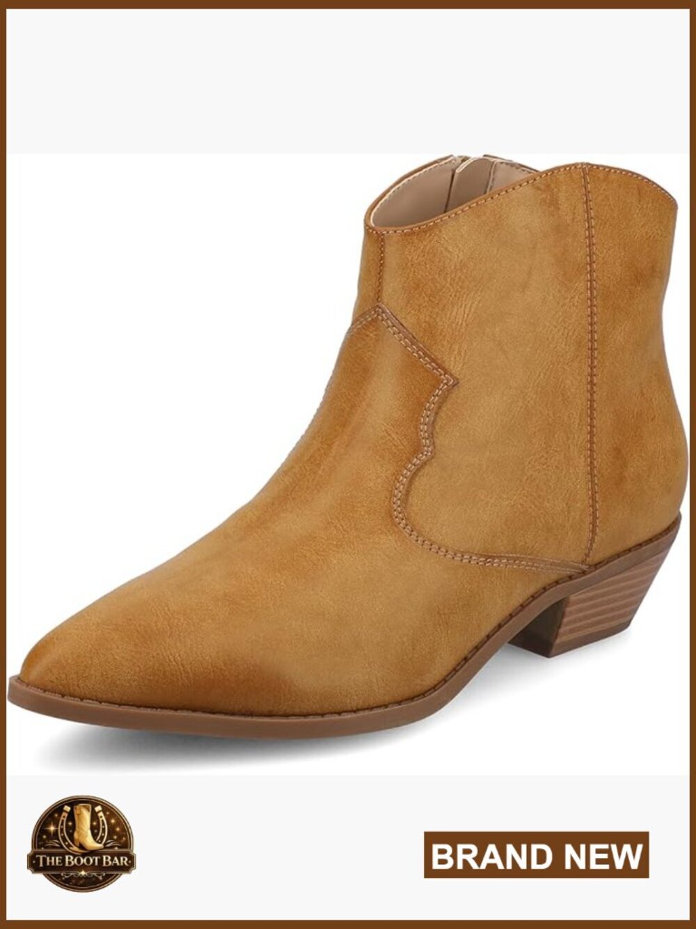 Western Pull-On Ankle Booties with Cuban Heel and Pointed Toe